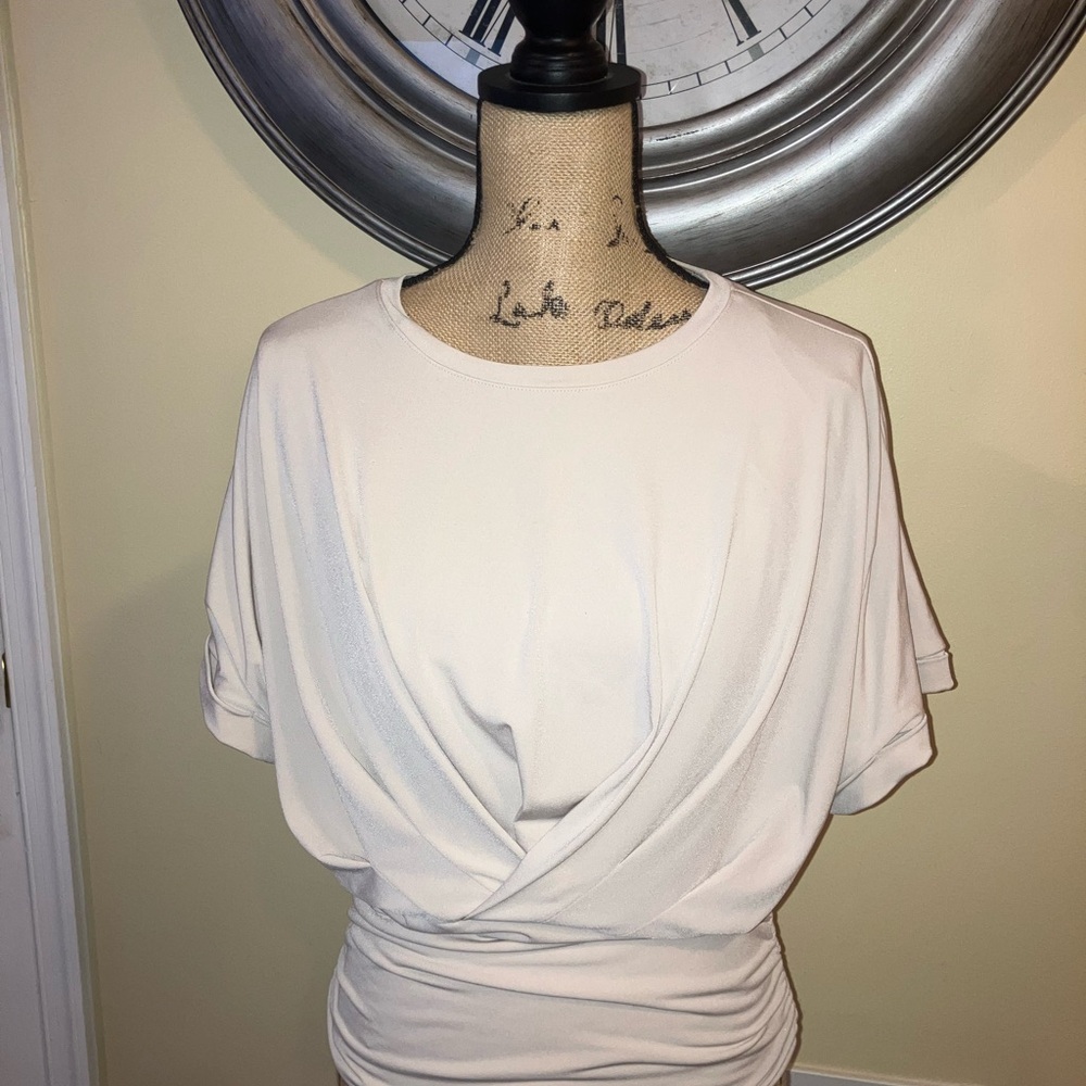 Express Cream Draped Top